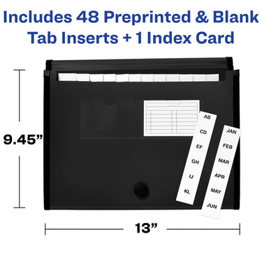 Avery Expanding File Folder Organizer, 13-Pocket Accordion File Organizer, Black, Holds 425 Letter/A4-Size Sheets (73553) 13 Pockets